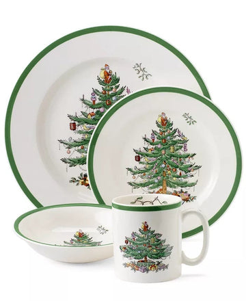 ROYAL WORCESTER-SPODE/PORTMEIRION Home & Garden:Kitchen, Dining & Bar:Dinnerware & Serveware:Mugs Spode Christmas Tree 4pc Place Setting Set